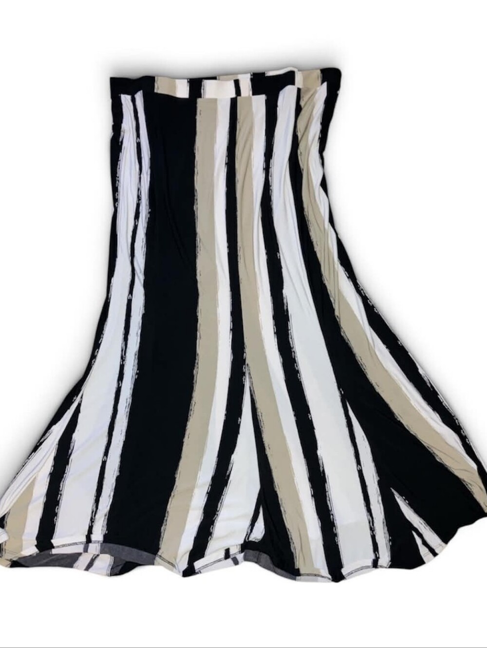 Striped Black White and Tan Maxi Skirt